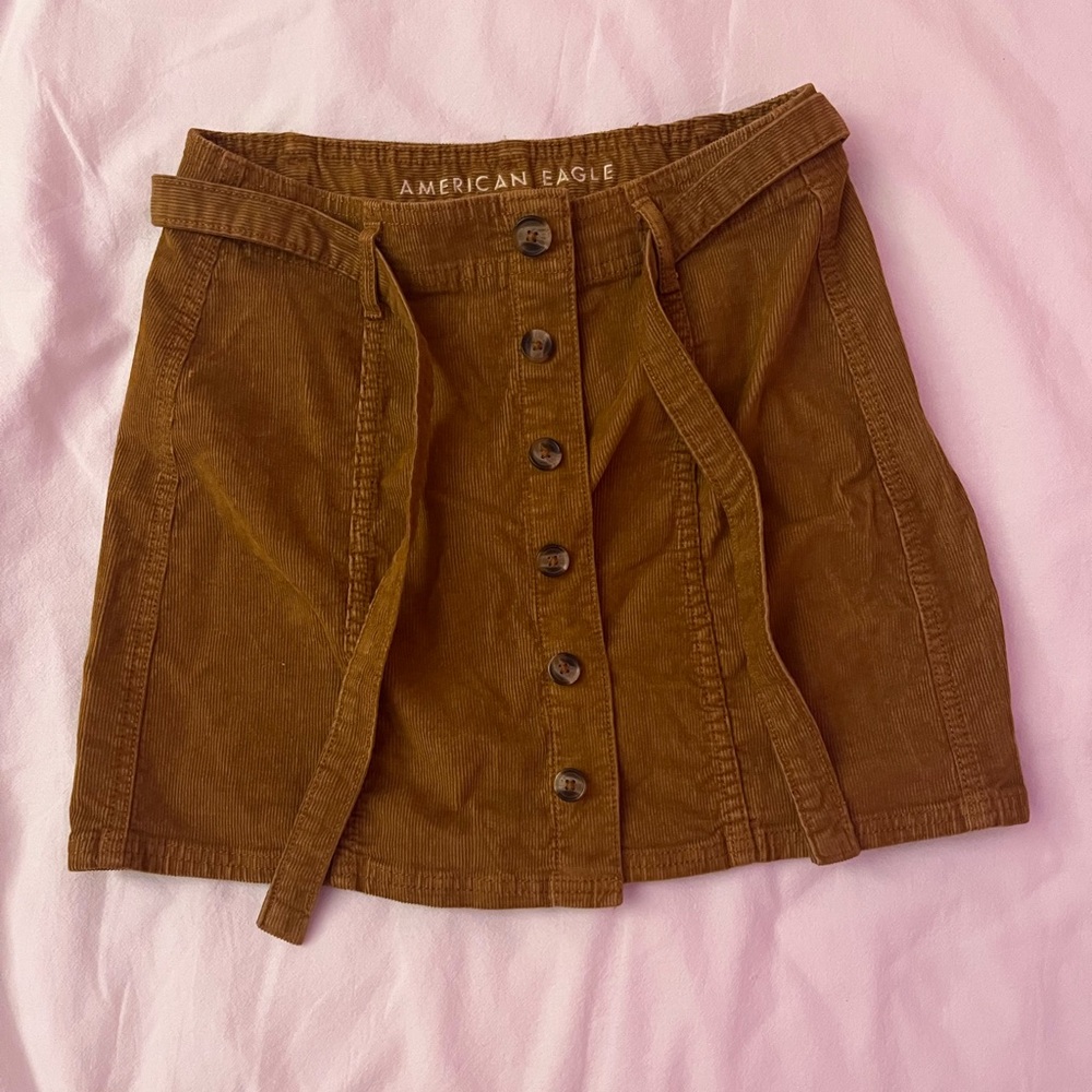 Tan Corduroy Mini-Skirt